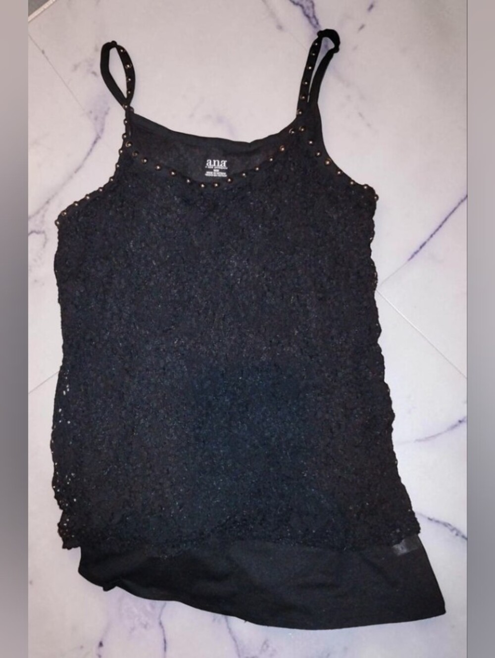 Nwot a.n.a Black Lace Camisole with Stud Accents Size Medium
